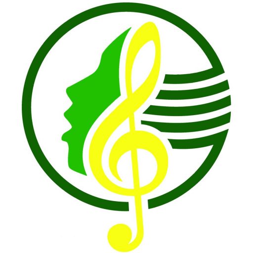 Violinschlüssel, die Kontur eines singenden Gesichts und Kreis bilden das Logo des Chorverbandes Westerwald