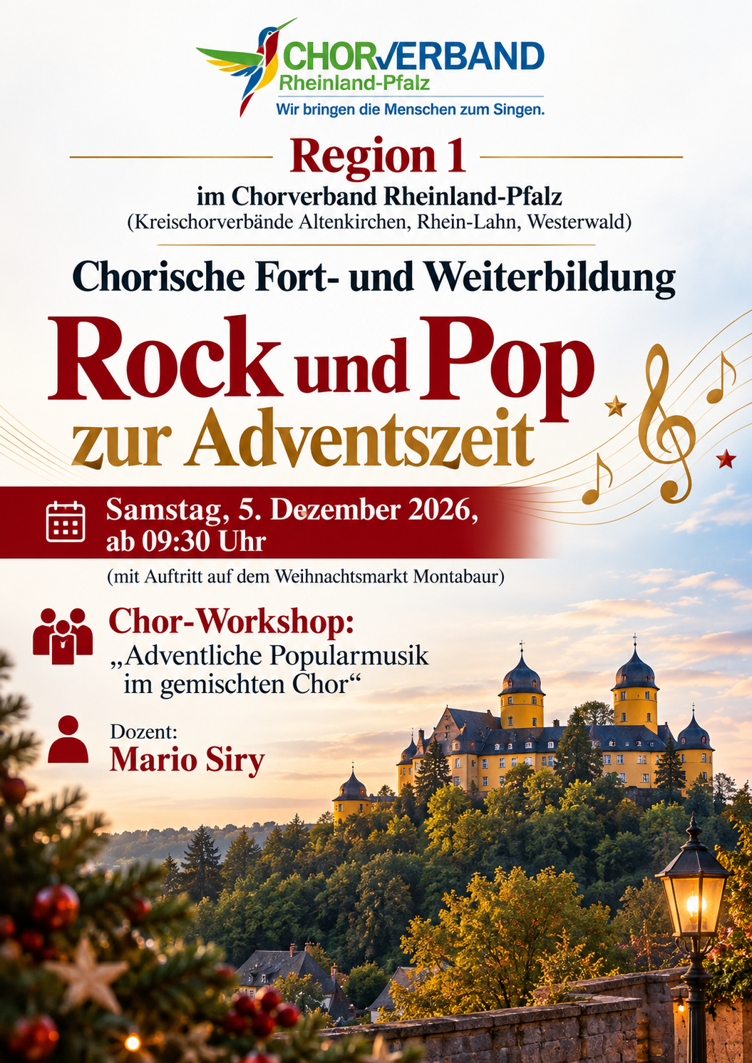 Chorworkshop „Rock und Pop für Chor zur Adventszeit“