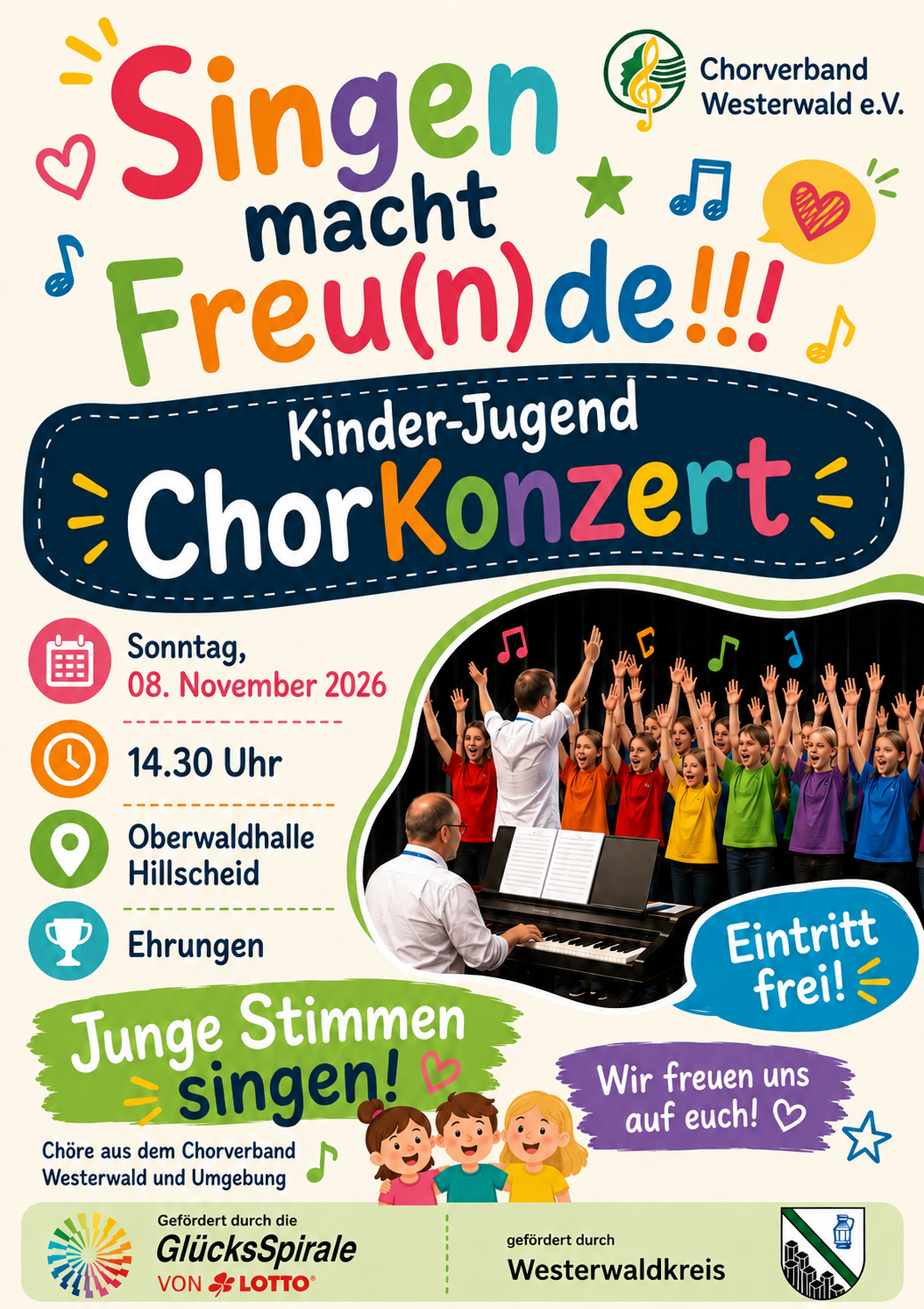 Kinder- und Jugendchorkonzert am 08.11.2026 in Hillscheid