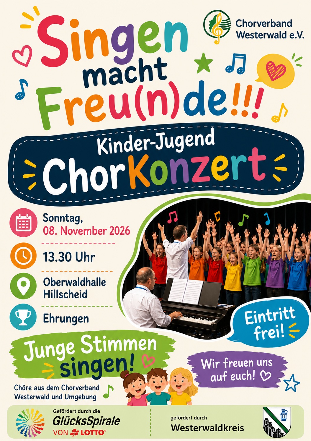 Kinder- und Jugendchorkonzert am 08.11.2026 in Hillscheid